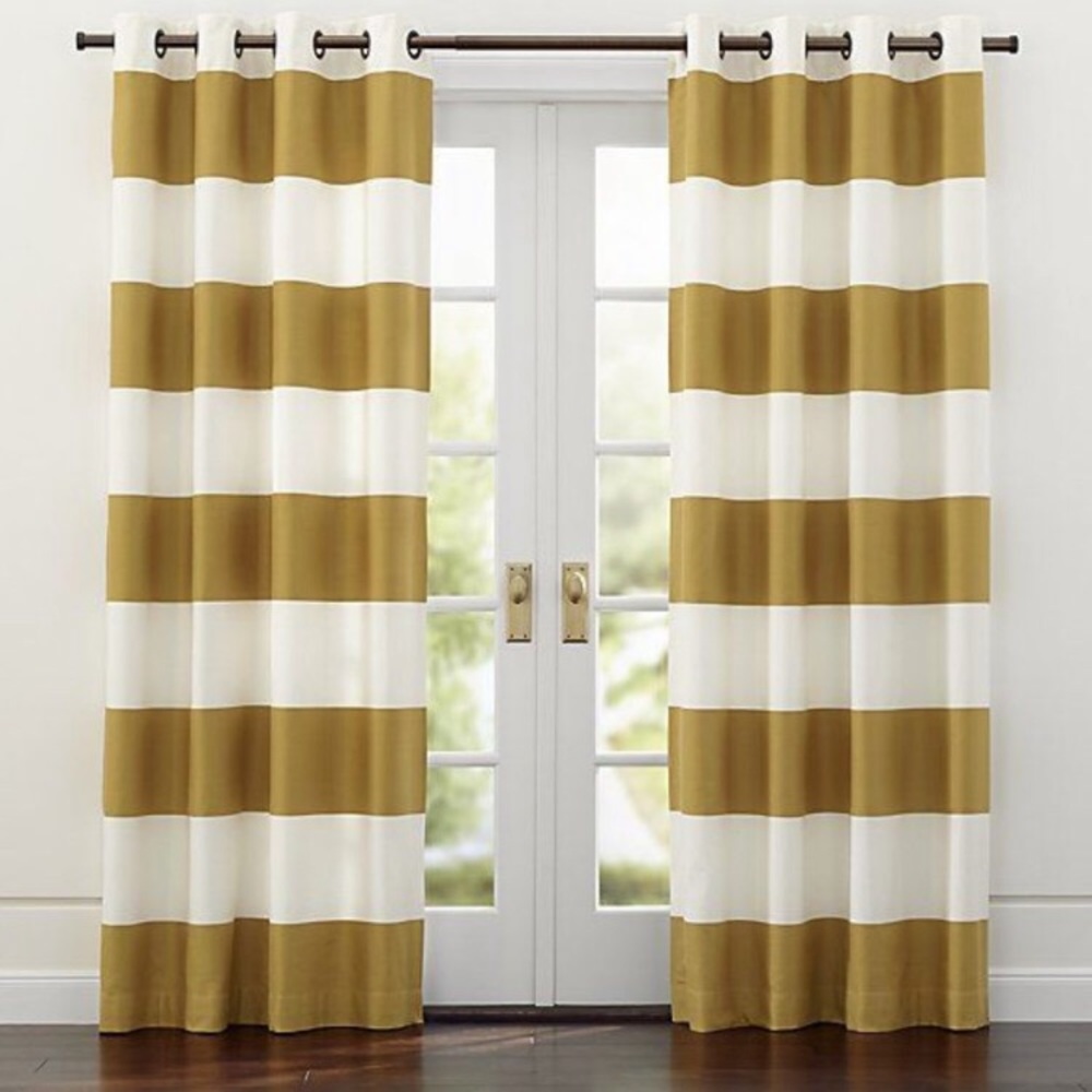 CRATE & BARREL 'Alston' Gold/Ivory Curtain Panels